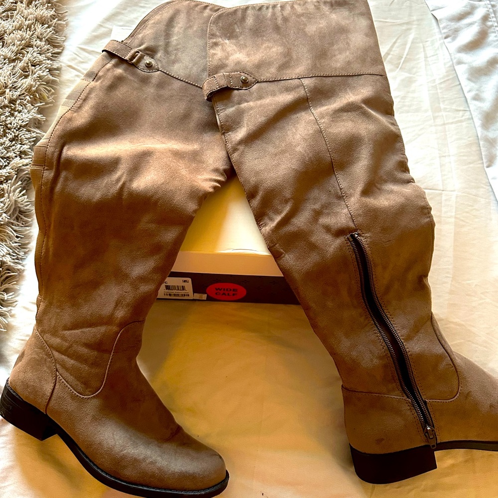 Sand and stone over the knee boots.